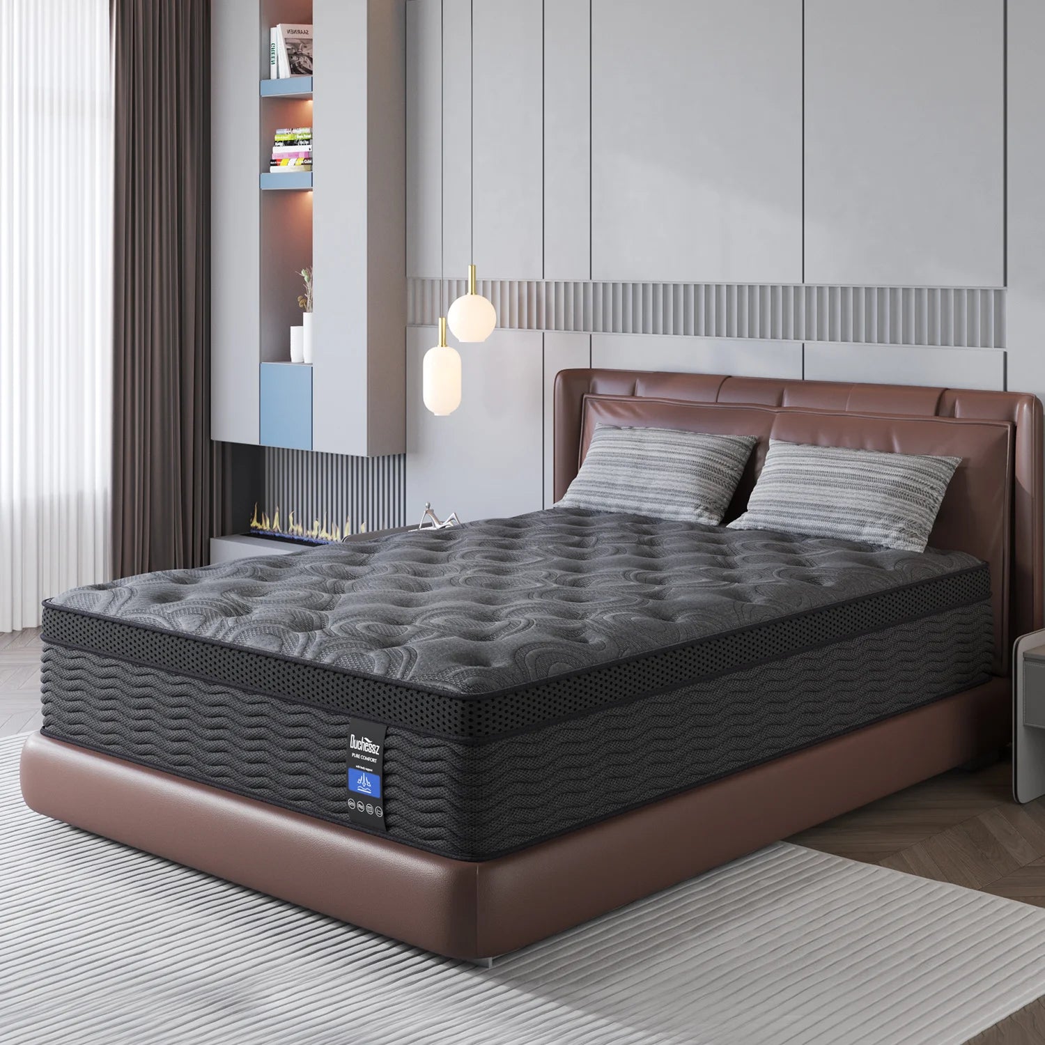 9" Twin Full King Queen Size Mattress in a Box Hybrid Spring Memory Foam,Euro Top Mattresses Medium Firm for Motion Isolat