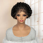 New Synthetic Full Lace Handmade Bantu Braided Wigs African Hair Wig for Black Women Short Cute Knotless Box Braiding Wig