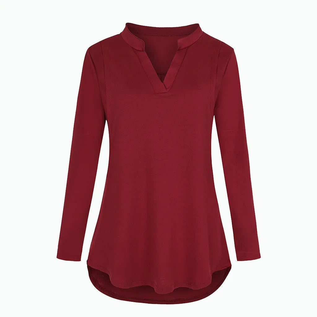 Women's Maternity Breastfeeding T-shirt V-Neck Solid Color Long Sleeve Nursing Tops Clothes for Pregnant Women