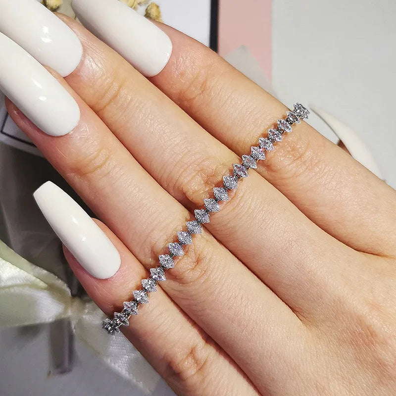 2.5*5mm New Marquise Oval Square Cut Luxury Silver Color on Hand Tennis Bracelet Bangle for Women Party Gift Jewelry Secondary image