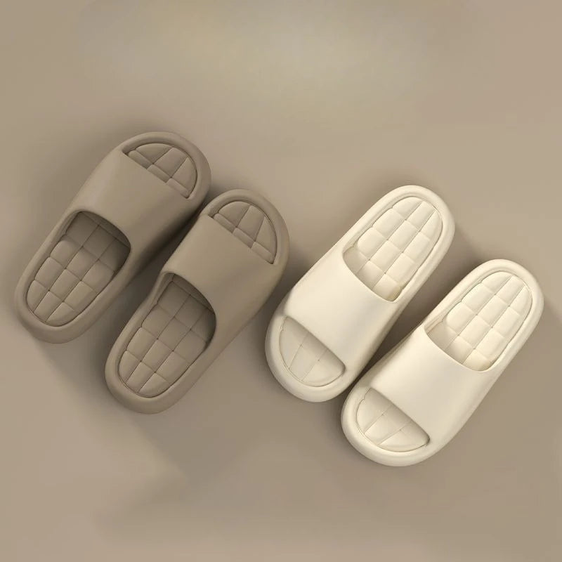Unisex Bathroom Slippers Cloud Cushion Slides Summer Flat Sandals Thick Platform Shoes Man Indoor Non-Slip Couple Flip Flops