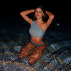 Cut Out Swimsuit Sexy Women Swimwear Female Bikini Shiny Biquini One Shoulder Swimming Suit Button Bodysuit Bathsuit Beachwear