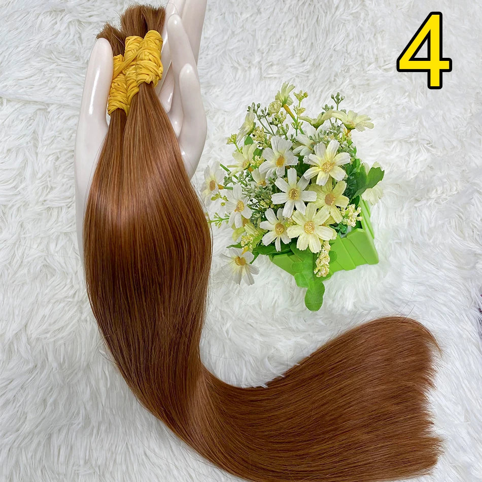 Ombre Straight Bulk Braiding Hair 100% Brazilian Virgin Remy Human Hair Extensions 613 Blonde Color Natural Hair Piece