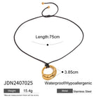 Youthway Trendy Stainless Steel Waterproof Irregular Geometric Metal Wax Rope Necklace Gold Silver For Women Jewelry Gift