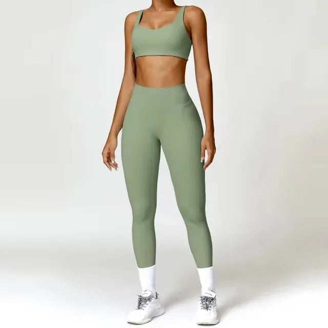 2PCS Yoga Suit Sports Set Women Quick-Drying Gym Set Women Tracksuit Running Workout Long Sleeve Sports Shirt Yoga Clothing