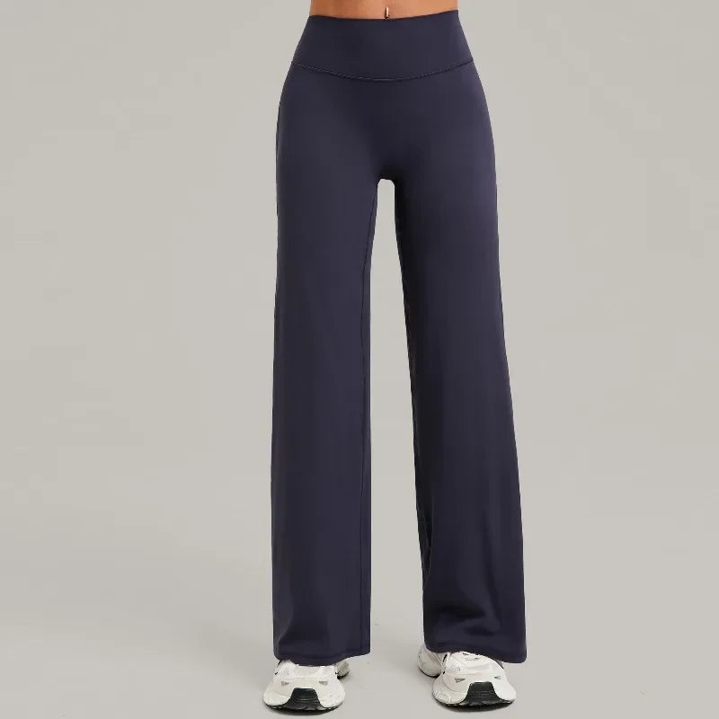 Women's New Pilates Straight Leg Yoga Pants Hip Lifting Tight Fitting Wide Leg Pants Outdoor Sports Running Casual Fitness Pants