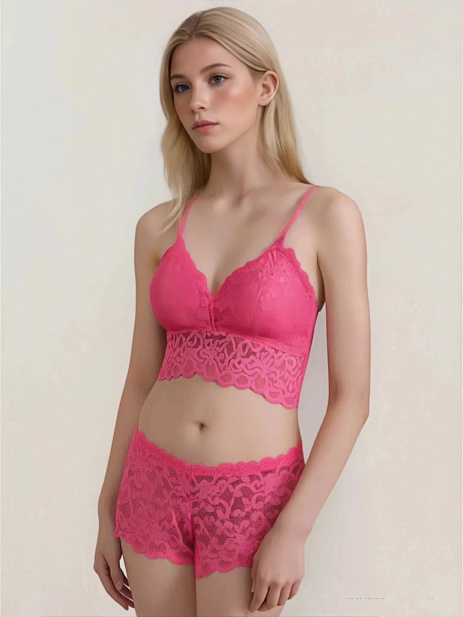 4pcs Sexy Comfortable Fashion Casual Lace Women's Underwear Set Gathered No Steel Ring Beautiful Back Bra Set Panty Secondary image