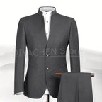 2025 New Style Men Chinese Tunic Collar Bridegroom Suit Formal Wear Dress Slim Fit Mens Suits Groom Wedding Blazer Costume Homme