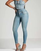 Stretch Skinny Denim Women's Jeans Mid Waist Pants Blue Elastic Slim Pencil Trousers Female Fashion Office Trendy Pants Y2K