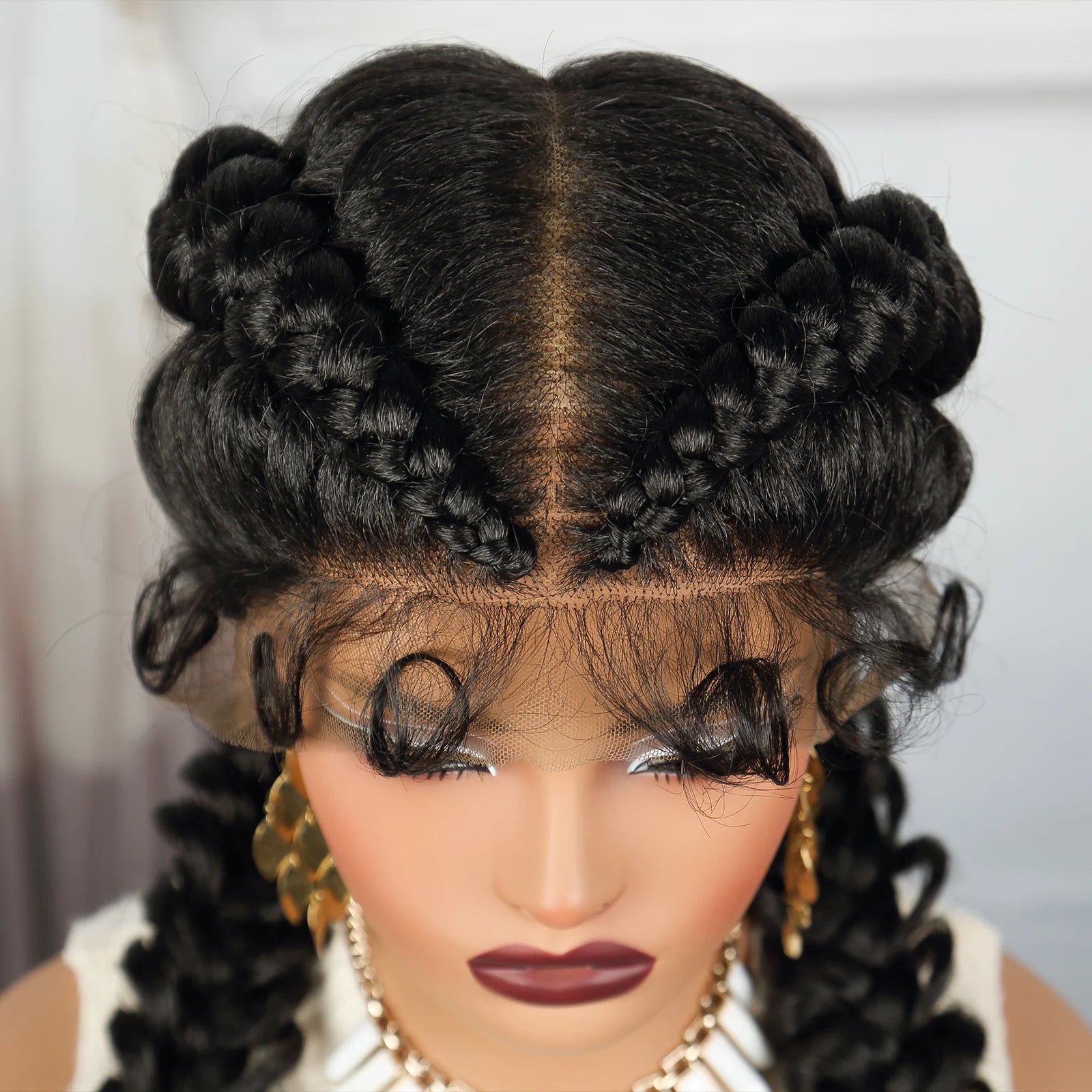 Twist Braided Wigs Synthetic Lace Front Handmade Knotelss Braided Lace Wigs Natural Braidis Wigs with Baby Hair for Black Women