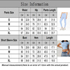 2 Pieces Women Yoga Set Workout Sportswear Gym Clothing Fitness Short Sleeve Crop Top High Waist Leggings Sport Suits