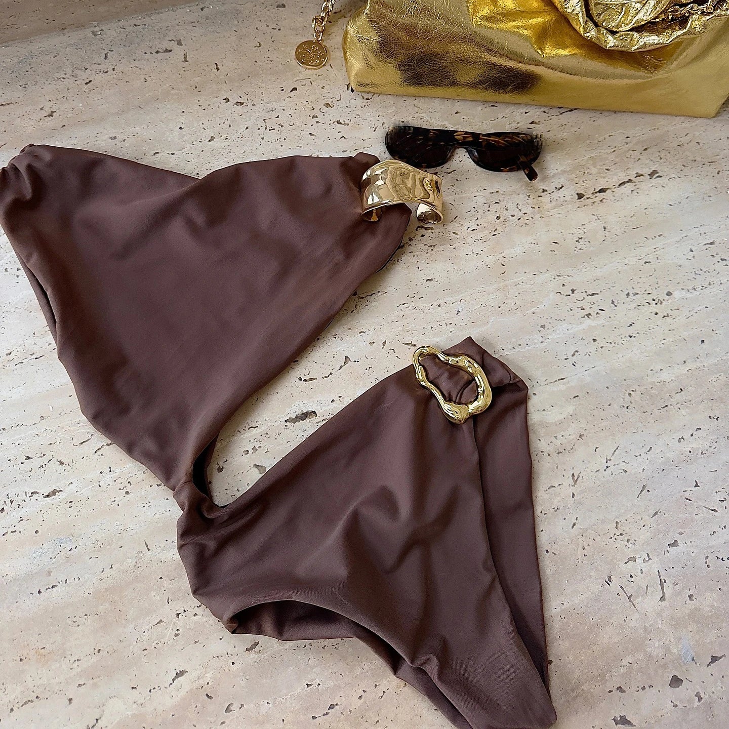 Cut Out Swimsuit Sexy Women Swimwear Female Bikini Shiny Biquini One Shoulder Swimming Suit Button Bodysuit Bathsuit Beachwear Main image