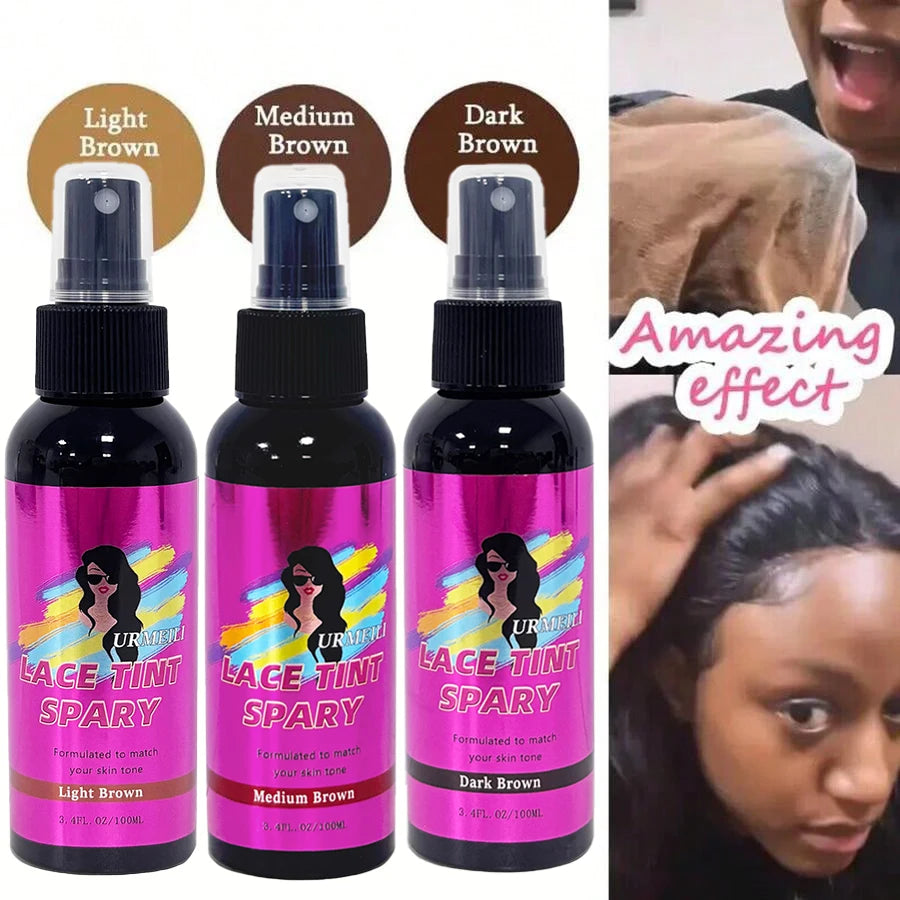 100ML Waterproof Lace Tint Spray Concealer Mousse Melting for Wigs Lace Closure Front Toupees Edge Control Hair Makeup Secondary image