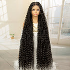 Full Lace Synthetic Box Braided Wigs Boho Braids Wig Black Women 40 Inches Synthetic Wig Afro Bohemian Braiding Hair