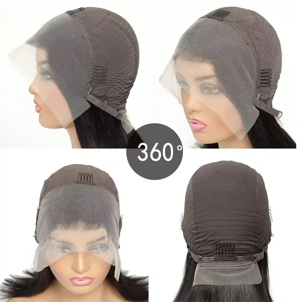13x4 Lace Front Wig Human Hair Transparent Frontal Wig Pixie Cut Wigs Natural Wave Short Layered with Bangs Wig for Women Secondary image