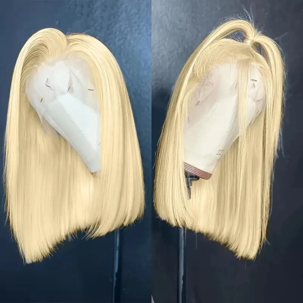 12 14 16 Inch 200 Density Straight Lace Front Human Hair wig Short Transparent 13x4 Bob Lace Frontal Wigs 613 Honey Blonde Remy Main image