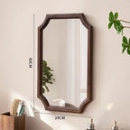 Retro Solid Wood Dressing Mirror Makeup Mirror Wall-mounted Bathroom Toilet Wall-mounted Punch-free Rectangular Bathroom Mirror
