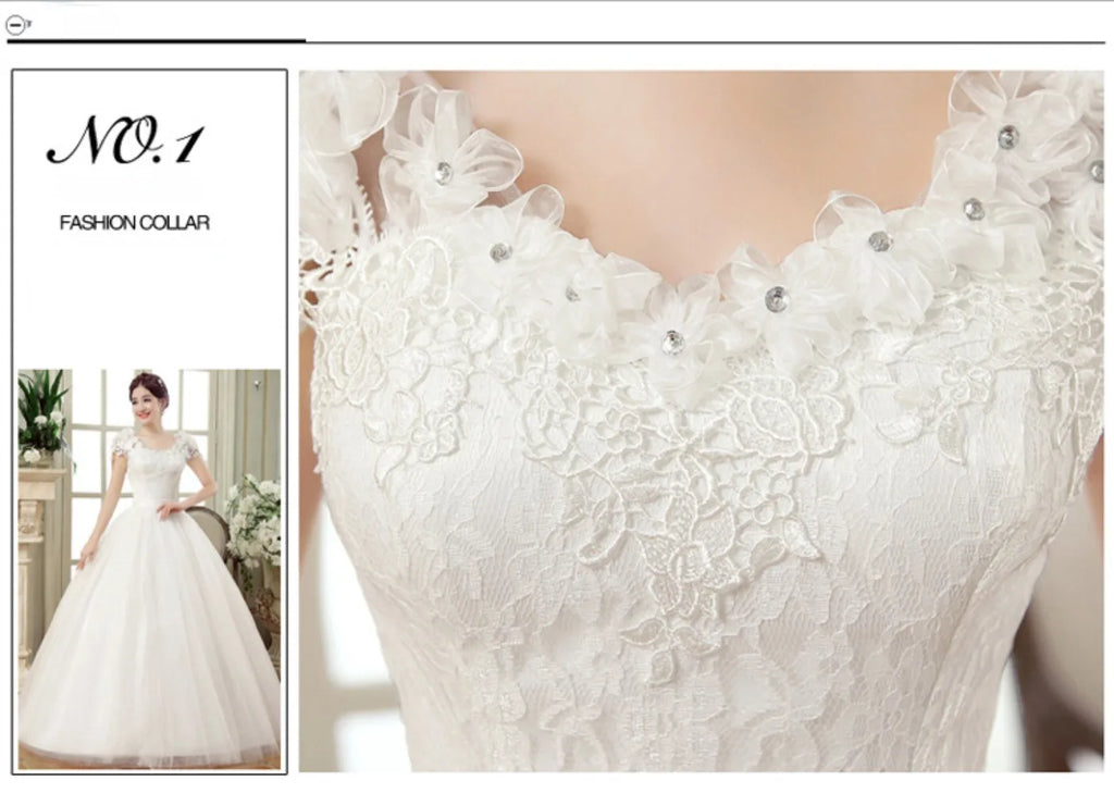 New Plus Size Wedding Dress Slimming Floor-length Back Strap Lace Flower Wedding Dresses for Women White Dress Vestidos De Novia