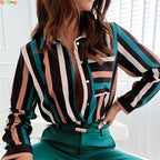 Women Geometric Print Shirt, Spring and Autumn Fashion Long-sleeved Shirts, Camisa Girls Chemise Size S M L XL XXL