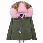 MAOMAOKONG 2025 & 2026 Real Fur Coat New Fashion Fox Fur Collar Winter Women's clothing Removable Lining Thickened Jacket Short Parka