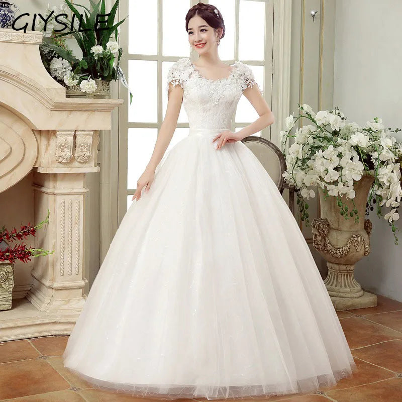 New Plus Size Wedding Dress Slimming Floor-length Back Strap Lace Flower Wedding Dresses for Women White Dress Vestidos De Novia Main image