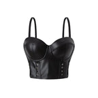 Stylish Wowen PU Leather Corset Imitation Leather Festival Clothing Bustier Lady Cropped Top Girls Punk Rock Club Party Camis