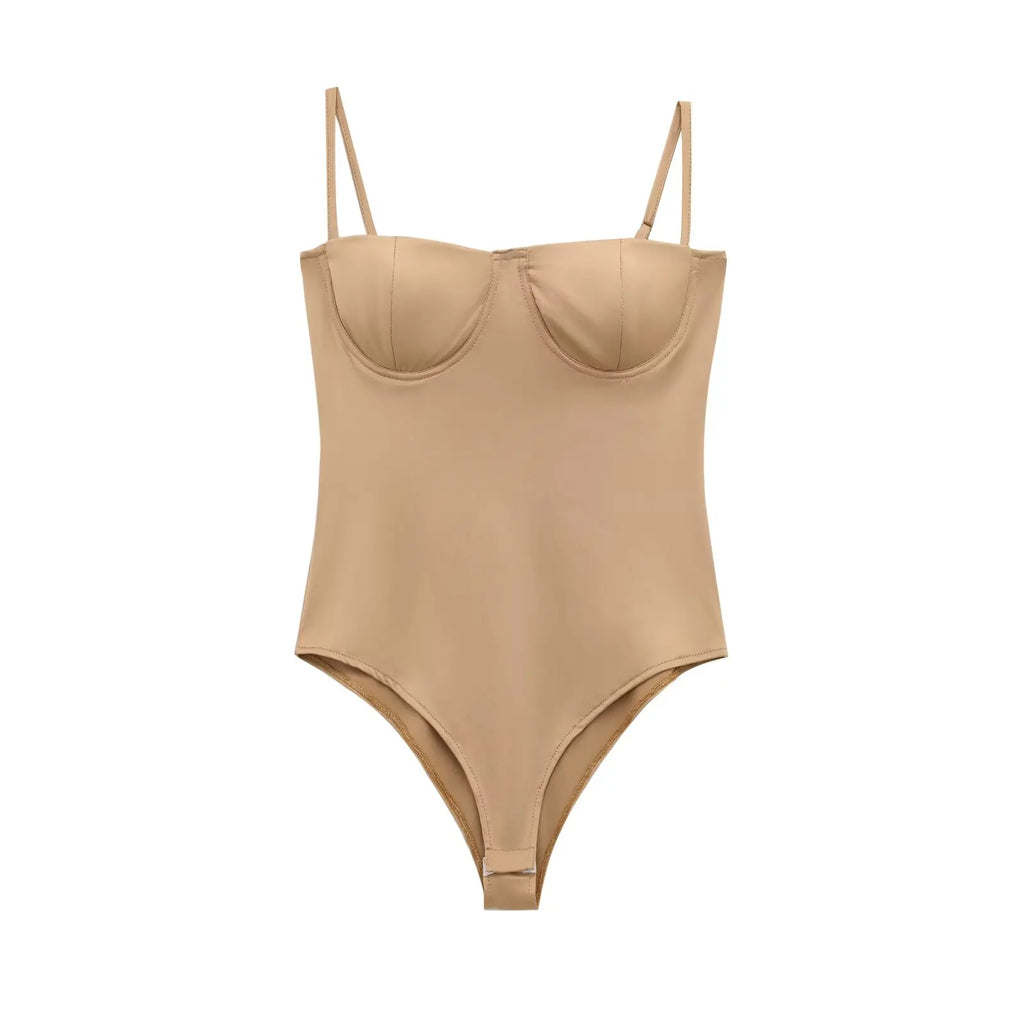 Zevity 2026 Women Sexy Spaghetti Strap Inner Style Beach Wear Bodysuits Ladies Soft Slim Swimsuit Playsuits Mujer Rompers LS9043