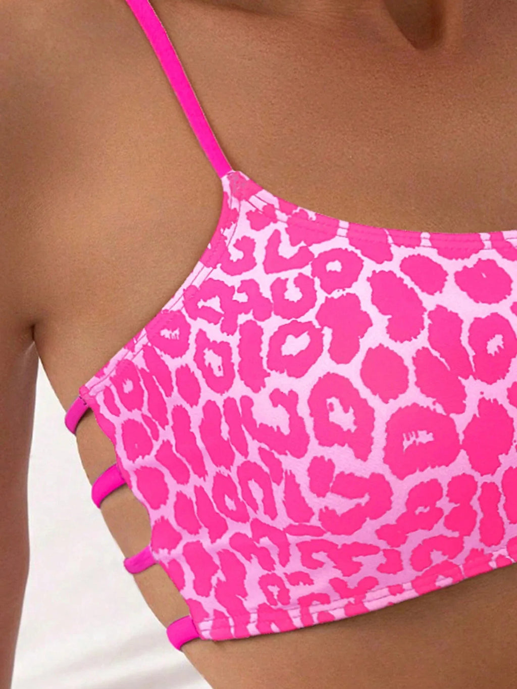 Cikini Solid Texture Split Bikini Set With Underwire, Summer Beach Swimwear Bathing Suit For Women