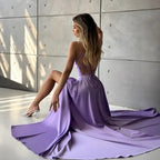2025 & 2026 New Women's Halter Backless Sexy Slit Evening Dress For Party Banquet Birthday Party And Retro Clothing