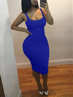 AliExpress Summer Sexy Tank Top Dress European and American Plus Size Women's Sleeveless midi Dress