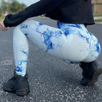 Women Gym Tie Dye Leggings Butt Lifting Fitness Yoga Athletic Scrunch Pants Elastic Workout Training Sports Tights