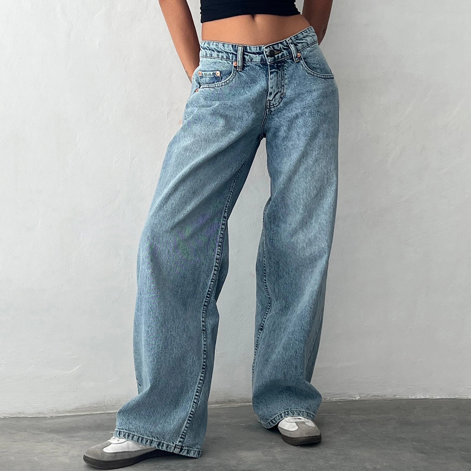 Y2K Baggy Jeans for Women Trendy Low Rise Casual Straight Leg Boyfriend Jeans Denim Pants with Pocket Streetwear Main image