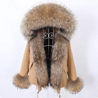 MAOMAOKONG 2025 & 2026 Real Fur Coat New Fashion Fox Fur Collar Winter Women's clothing Removable Lining Thickened Jacket Short Parka