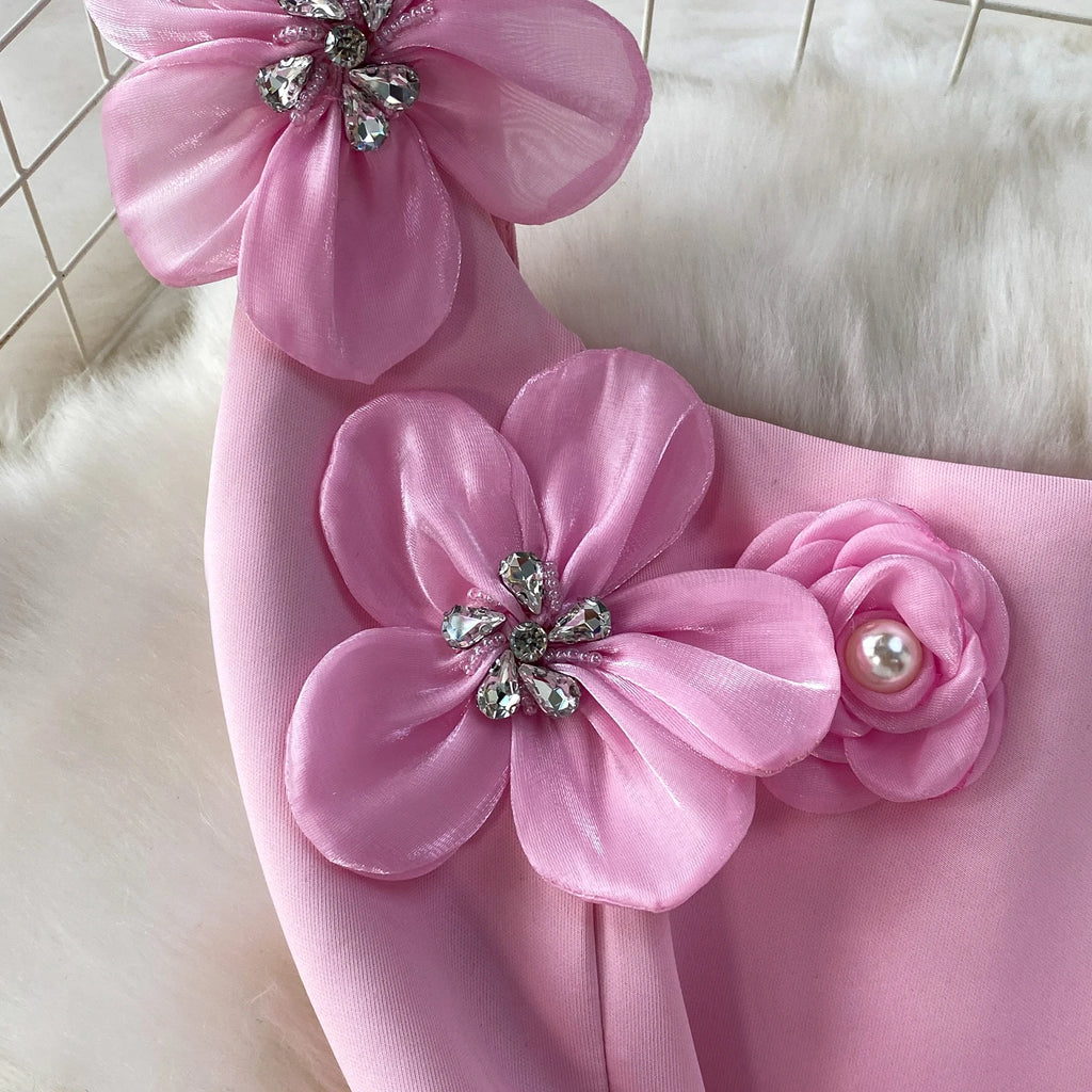 Chic vintage floral Three-dimensional Elegant Fairy korean fashion autumn Sundress women clothing