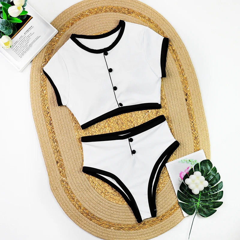 Woman Swimwear 2026 High Waist Bikinis Shorts Women's Swimsuit Luxury Ribbed Two-piece Bathing Suits Summer Bikini Set Swim Suit