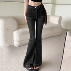 Women'S High Waisted Slim Fit Trousers Micro Flared Jeans Retro New Micro Flared Pants Straight Street Style Women'S Pants