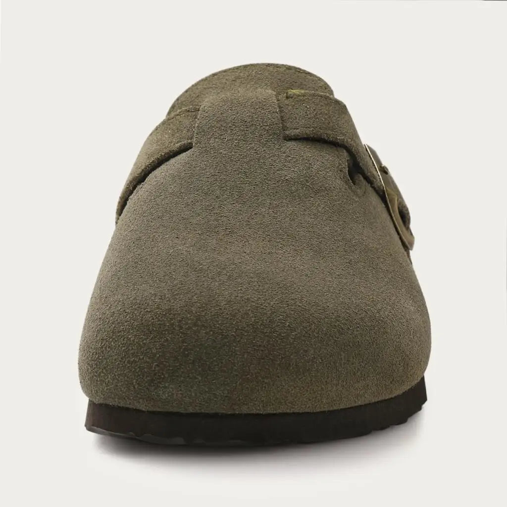 Comwarm Men Suede Clogs Slippers Classic Cork Footbed Mules Women Cozy Fashion Clogs Shoes With Arch Support Men Beach Sandals