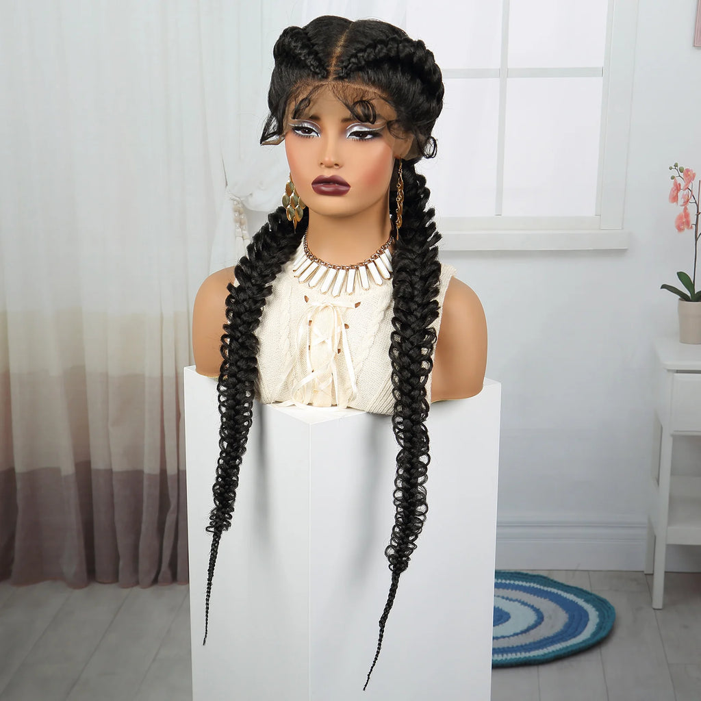 Twist Braided Wigs Synthetic Lace Front Handmade Knotelss Braided Lace Wigs Natural Braidis Wigs with Baby Hair for Black Women