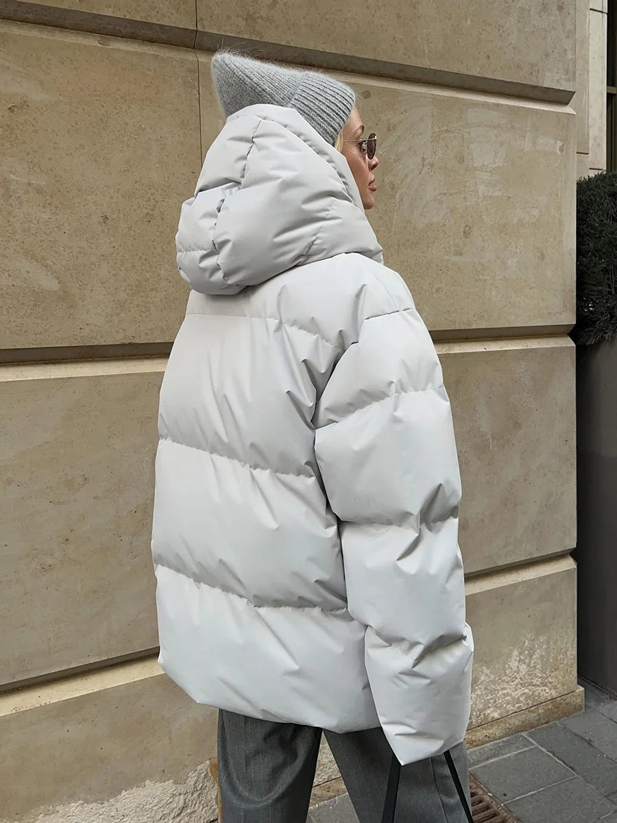 Women Winter Cotton Coat 2025 New Women Loose Cotton Padded Jacket Solid Hooded Parkas Coat Female Puffer Coat Winter Outwear