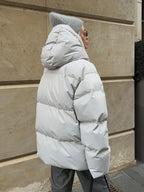 Women Winter Cotton Coat 2025 New Women Loose Cotton Padded Jacket Solid Hooded Parkas Coat Female Puffer Coat Winter Outwear