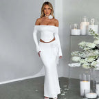 TARUXY Flower Bodycon Skirt Sets Women Slim Sexy Backless Lace Up Tops Women's Party Elegant Dress 2 Piece Womens Suits Outfits