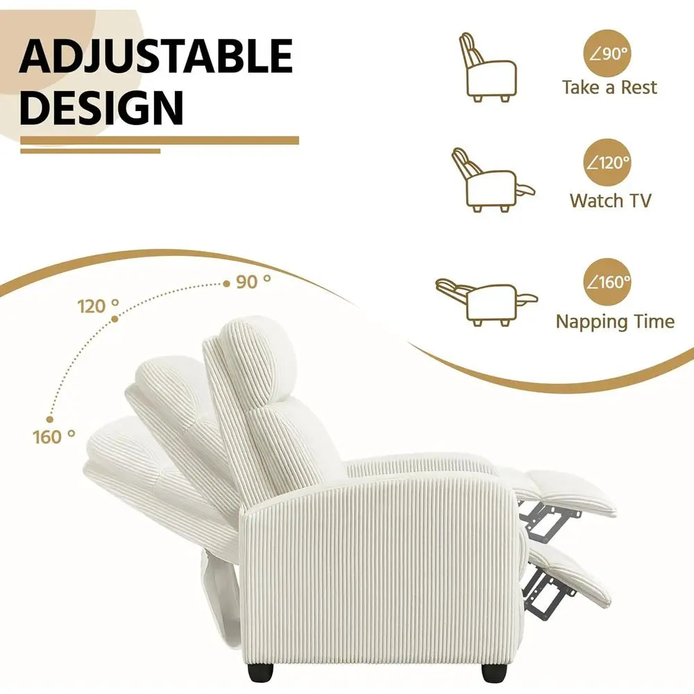 Beige Adjustable Recliner Chair for Home Theater, Living Room, or Bedroom