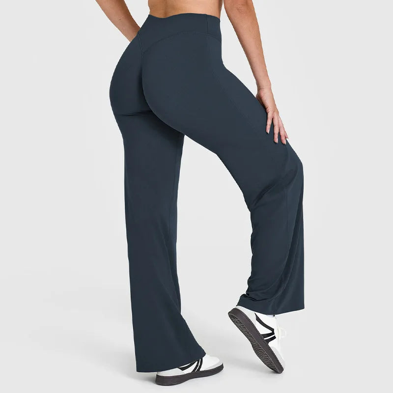 NCLAGEN Straight-Leg Pants Ultra Soft Butter Fabric Women's Mid-Waist Yoga Pants GYM Naked Feel Pilates Running Sport Trousers
