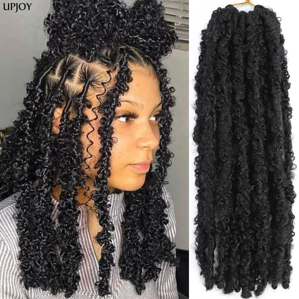 14 12 inch Butterfly Faux Locs Crochet Hair Braids Pre looped Distressed Goddess Butterfly Soft Locs Crochets Braids Cheveux Lok Main image