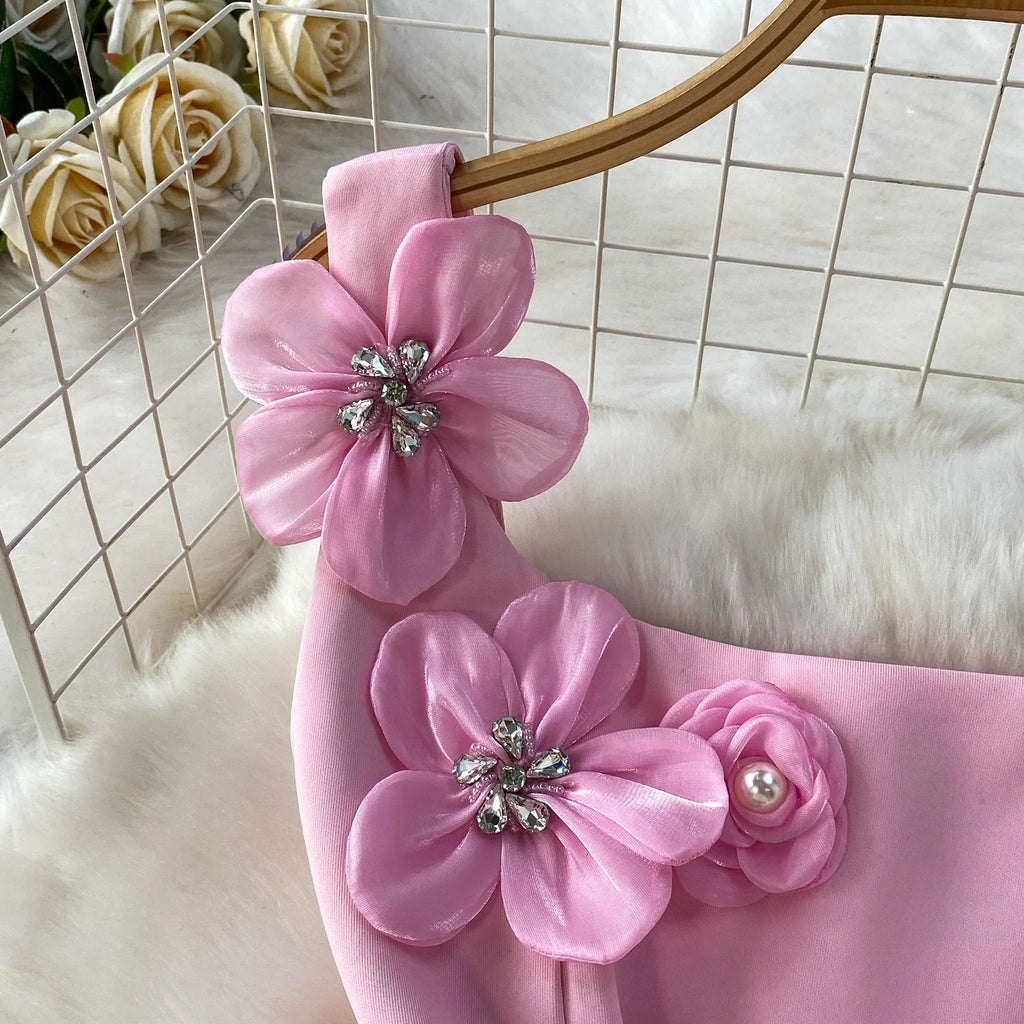 Chic vintage floral Three-dimensional Elegant Fairy korean fashion autumn Sundress women clothing