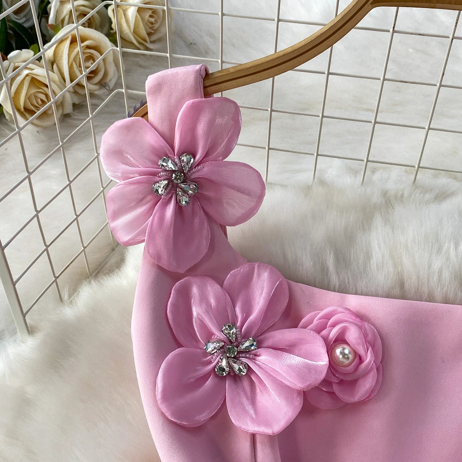 Chic vintage floral Three-dimensional Elegant Fairy korean fashion autumn Sundress women clothing