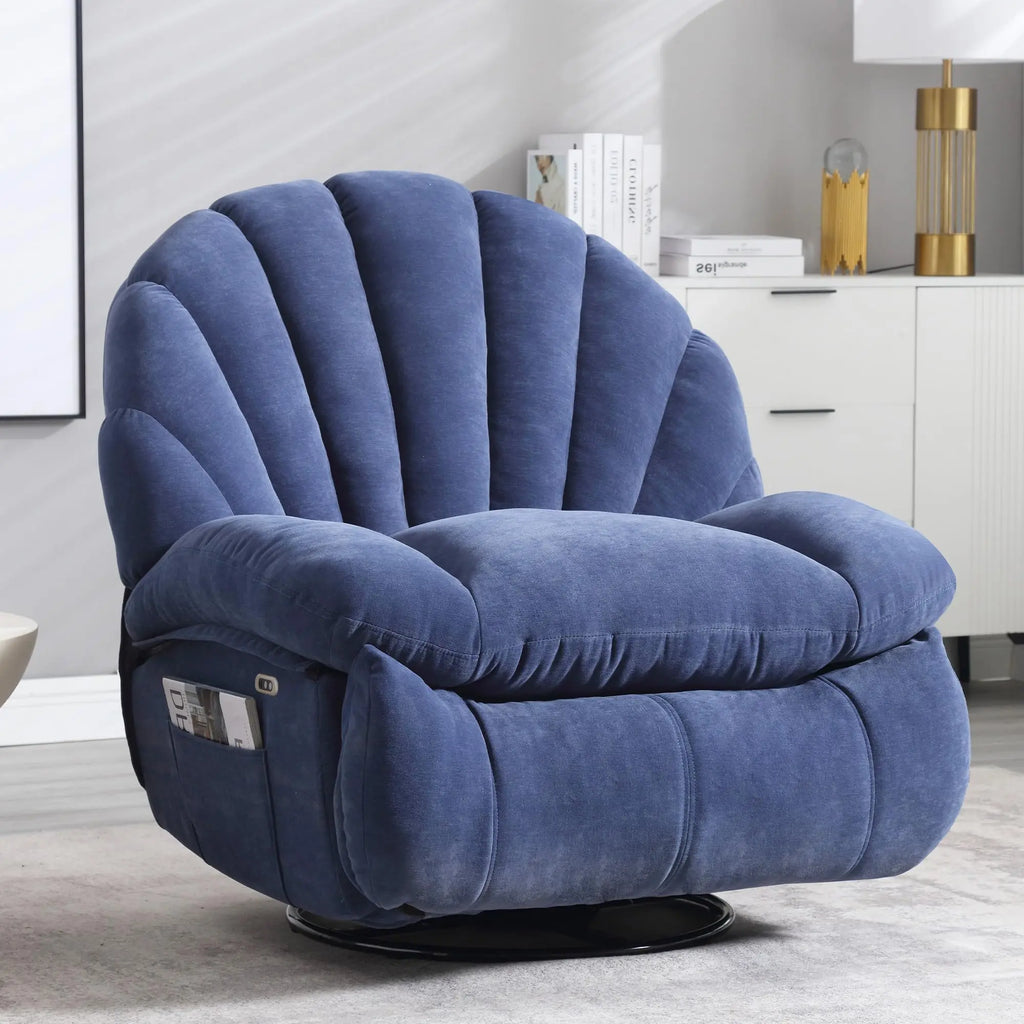 Power Recliner Chair Swivel, Comfortable Soft Fabric Shell Shape with Storage 360 Swivel Electric Big Tall Single Reclining Sofa