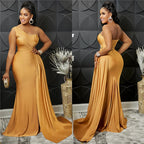 Sexy One Shoulder Elegant Evening Dresses for Women Party Night Mermaid Dress Backless Side Split Bodycon Long Dress Vestidos
