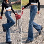 High Waist Flare Jeans - Elastic Bell Bottom Denim Pants