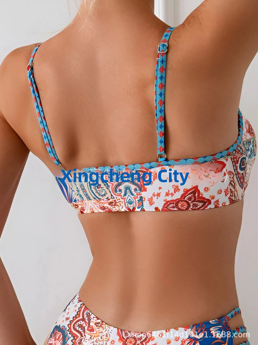 Sexy Floral Print Women's Bikini Set Fashionable Trendy Strapless Backless Design with Chest Pad No Steel Support for Swimming